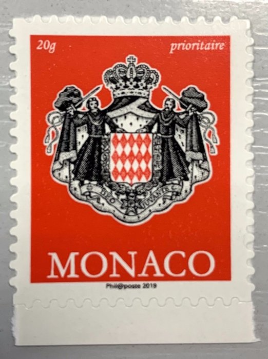 Monaco  - Rarissimo stemma TVP vintage rosso "Phil@poste 2019", - Répertorié par Yvert cette année. Une grande rareté moderne. Moins de 20 carnets complets connus !