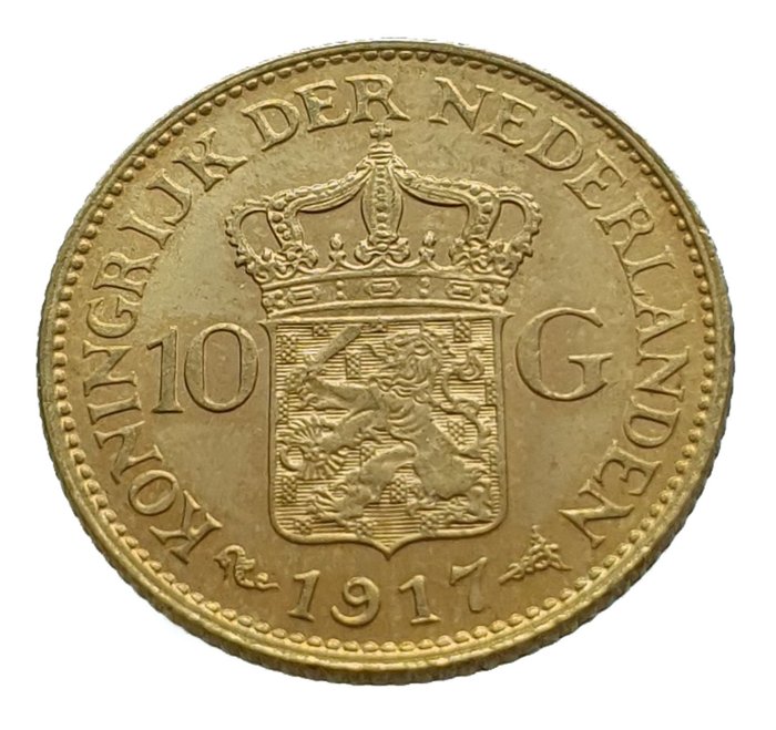 Paesi Bassi. Wilhelmina (1890-1948). 10 Gulden 1917