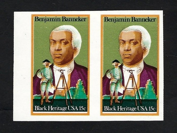 Stati Uniti d'America 1980 - Benamin Banneer imperforate pair - Scott N. 1804 var