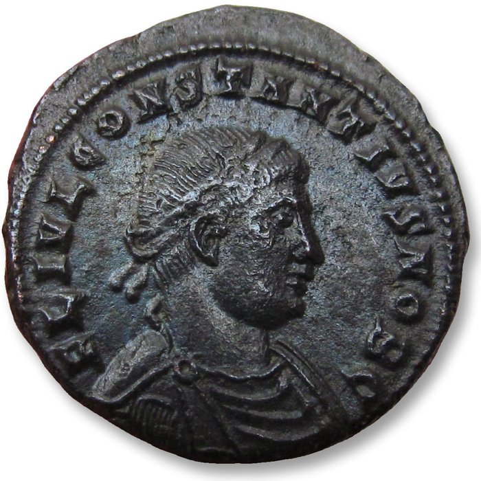 Roman Empire. Constantius II as Caesar under Constantine I (AD 324-337). Æ Follis,  Heraclea mint 331-333 A.D. - mintmark •SMHA, rare issue - traces of original silvering