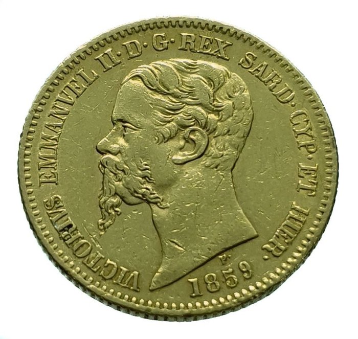 Italie, Royaume de Sardaigne. Vittorio Emanuele II (1849-1861). 20 Lire 1859