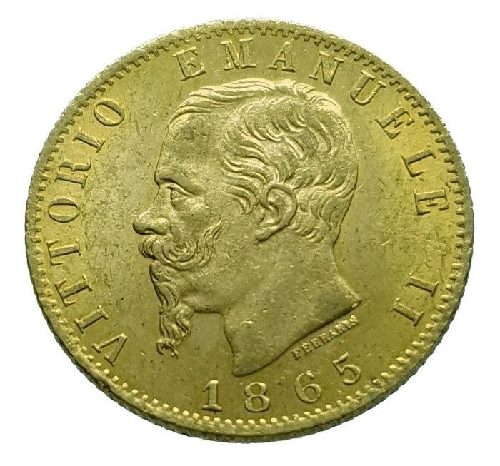 Italy. 20 Lire 1865 Vittorio Emanuele II