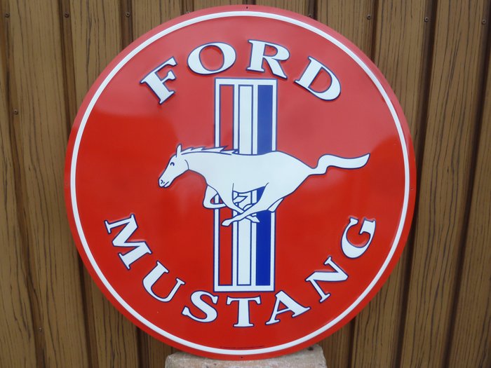 Tablica - Tablica metalowa FORD Mustang USA, aluminium 60 cm logo XXL Garaż reklamowy - Aluminium