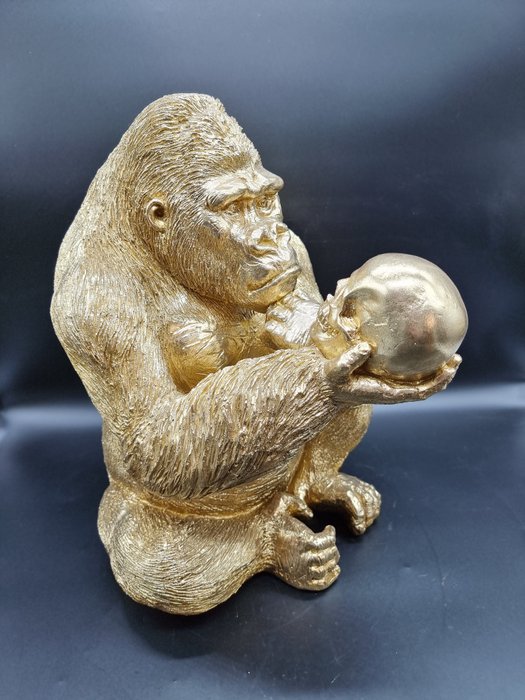 塑像, No Reserve €->XL Darwin Gorilla - Gold 43cm 4.5kg - 43 cm - 树脂