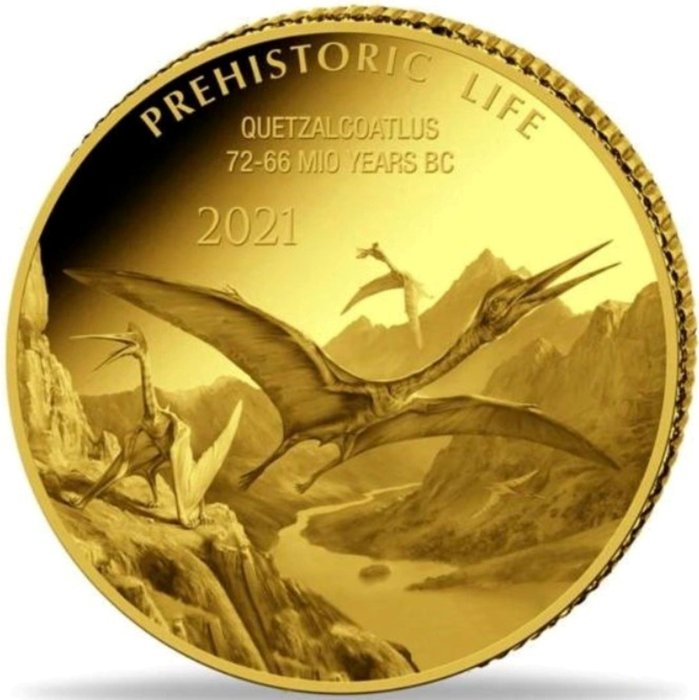 Congo. 10 Francs 2021 'Quetzalcoatlus - Prehistoric Life'- with original capsule