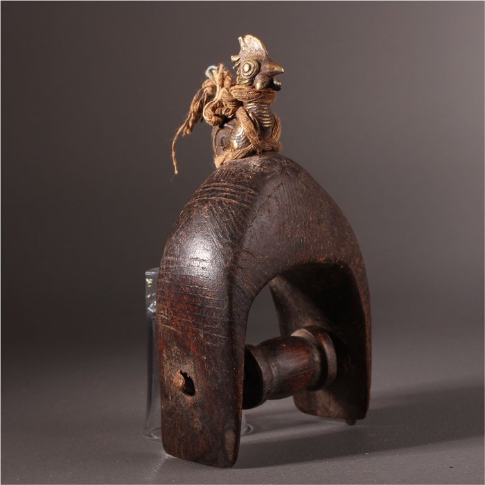 Webrollenhalter - Holz - Bronze - Akan - Elfenbeinküste | Barnebys