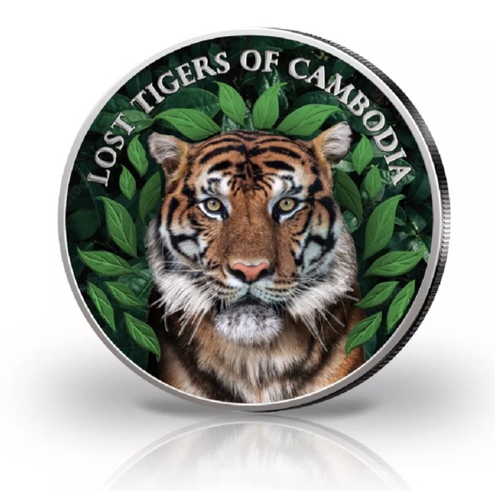 Cambodia. 3000 Riels 2022 - Lost Tigers of Cambodia - Colorized - 1 Oz