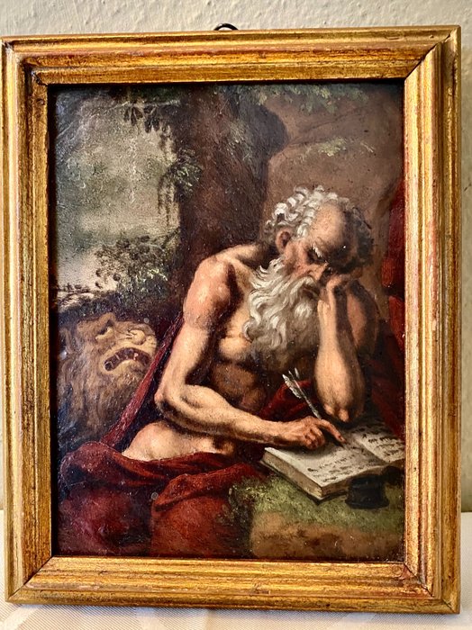 Antico Dipinto del ‘600  “ San Girolamo “ (1) - olio su rame - Prima metà del 17° secolo