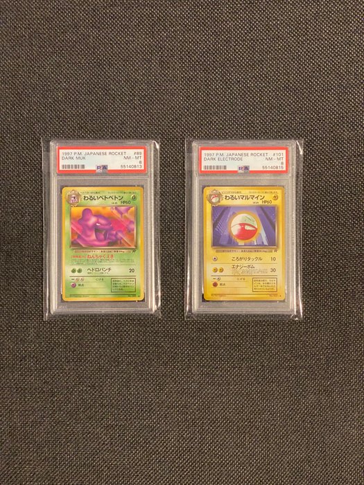 Pokemon - Ruilkaart - 2 verzegelde en gegradeerde kaarten - Dark Muk n. 89 en donkere elektrode n. 101 PSA 8 - MINT - Rocket Gang ( Team Rocket Set ) - 1997