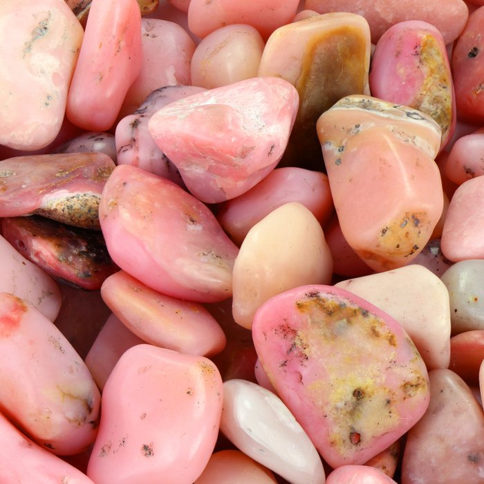No Reserve - Peruvian Pink Opal - Tumbled Stones - XXL Lot- 1 kg