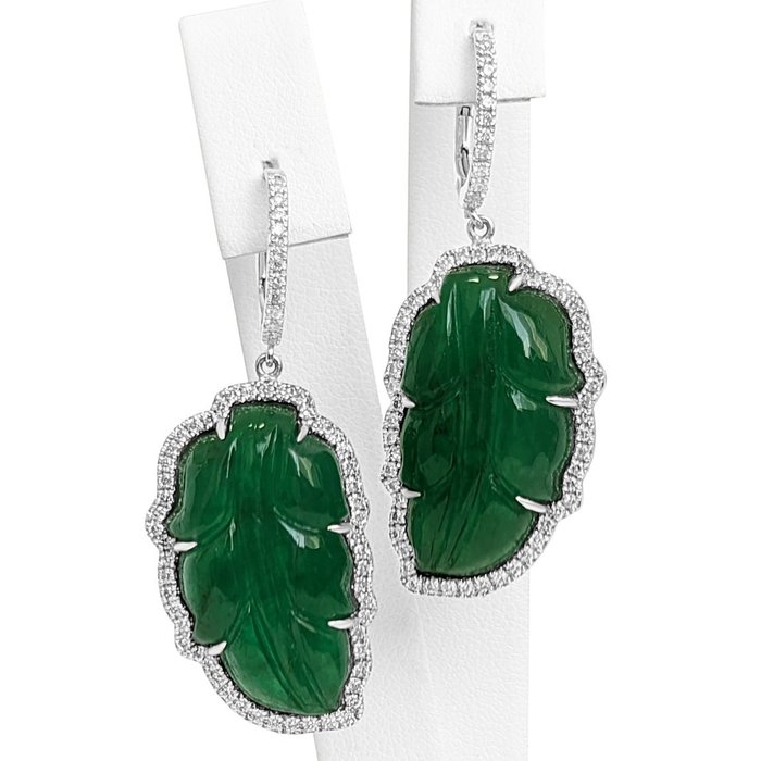 IGI 44.71 Carat Emerald and 1.10 Ct Diamonds - 18 carati Oro bianco - Orecchini - NESSUNA RISERVA