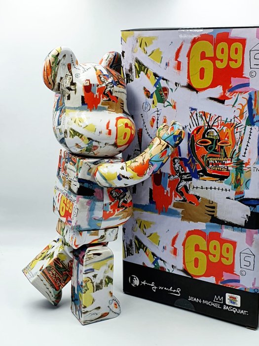 Preview of the first image of Medicom Toy - Be@rbrick 400% Andy Warhol x Jean Michel Basquiat.