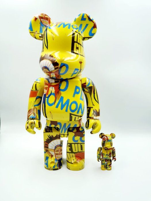 Preview of the first image of Andy Warhol & Jean Michel Basquiat (after) - Bearbrick Plug Pulled on Coma Mom 400% 100%.