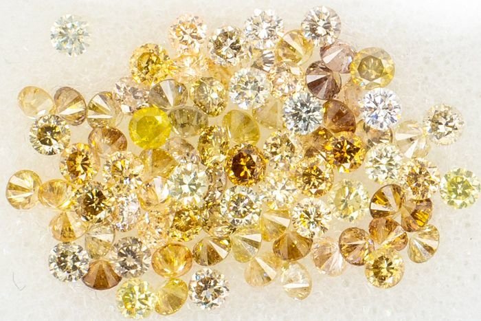 88 pcs Diamanti - 1.59 ct - Rotondo - NO RESERVE PRICE - Colorless to Fancy Mix Yellow - SI1, SI2, VS1, VS2, VVS1, VVS2
