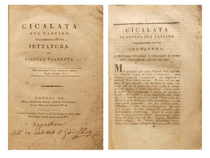 Niccola Valletta - Cicalata sul Fascino volgarmente detto Jettatura - 1814