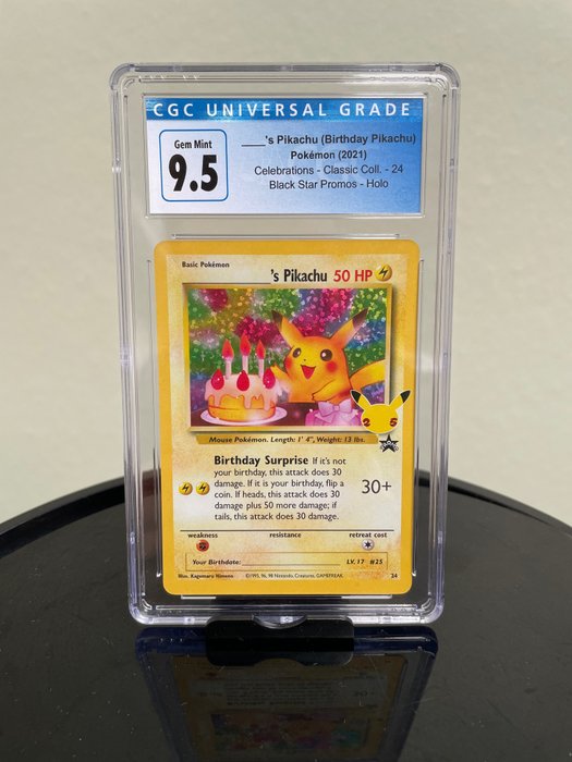 The Pokémon Company - Pokémon - Graded Card Birthday Pikachu 9.5 Gem Mint CGC Celebrations Black star promo