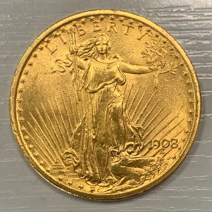 United States. 20 Dollars 1908 (Saint Gaudens) Double Eagle