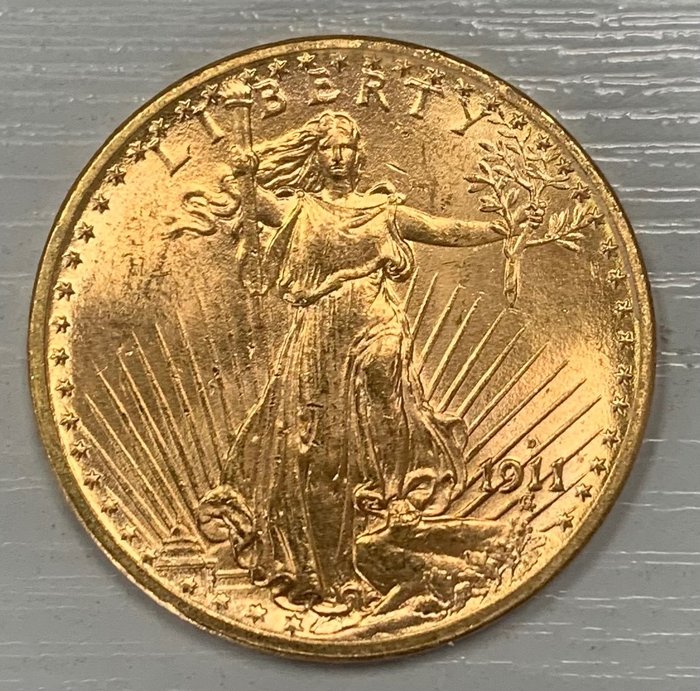 USA. 20 Dollars 1911-D (Denver) Saint Gaudens Double Eagle