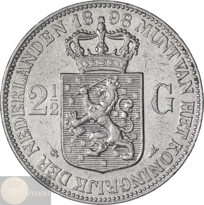 Nederland. Wilhelmina. 2 1/2 Gulden 1898 P. PANDER