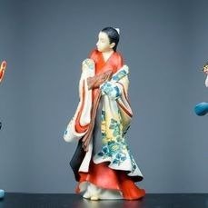 Ed van Rosmalen - 玩具人偶 - Drie historische japanners Kaigetsudo Ando/Kodanji Kunisada/Kabuki Kunisada -  (3) - 宝丽石