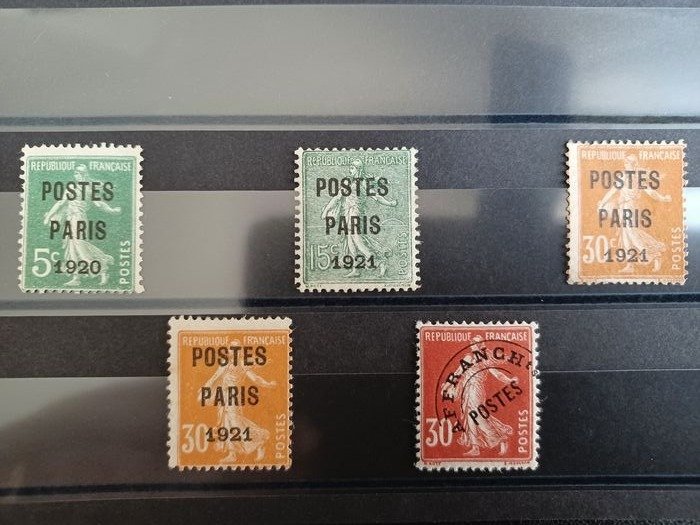 Frankrijk 1920/1927 - A set consisting of pre-cancelled stamps, from N°24 to N°58, used and mint*, signed Calves - Yvert
