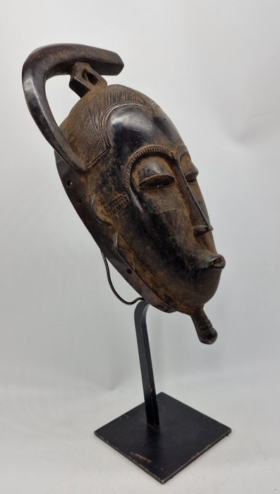 Maschera - Legno massiccio - Baule - Costa d'Avorio - 34 cm 