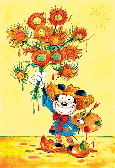 Tony Fernandez - Mickey Mouse Inspired By Van Gogh's "Sunflowers" (1889) - Fine Art Giclée - Canvas - Hand Signed
