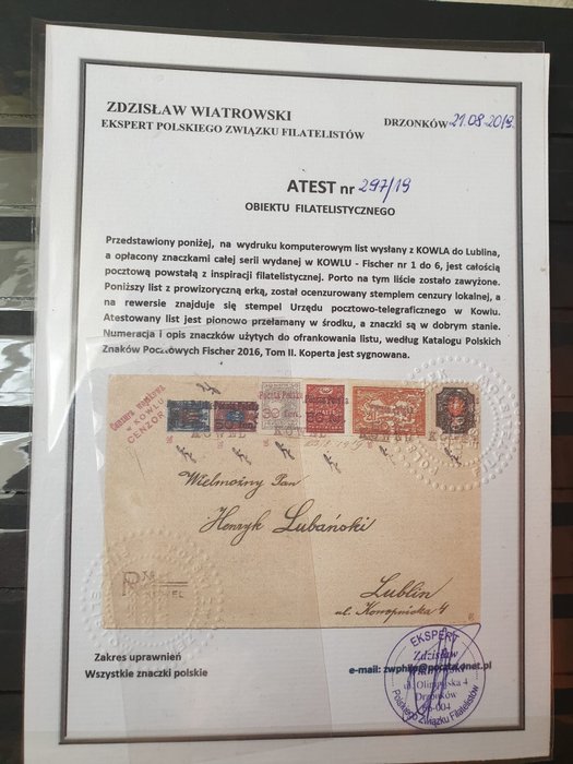 Pologne - Letter sent from Kowal to Lublin Rare