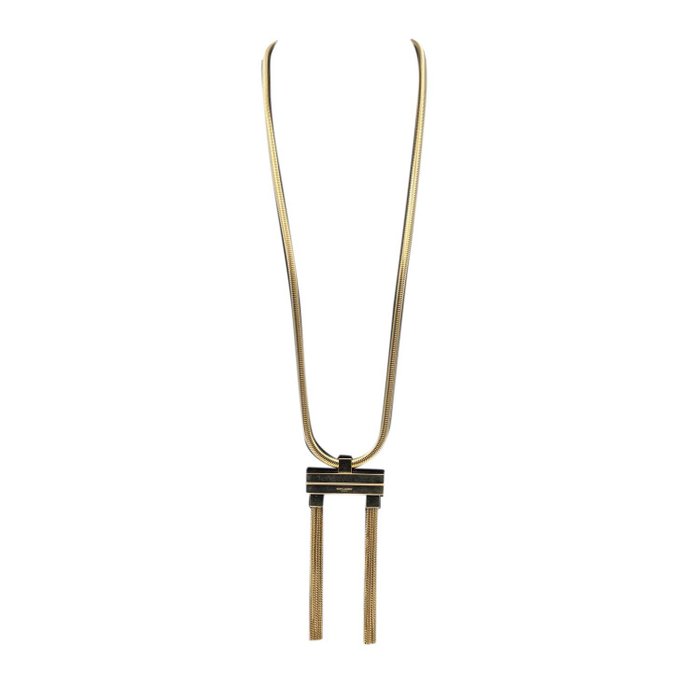 Yves Saint Laurent - Saint Laurent Gold Metal Hedi Slimane 2013 Double Tassel Necklace Collana