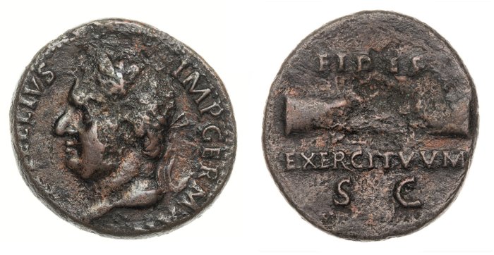 Roman Empire. Vitellius (AD 69). Æ As,  Spanish (Tarraco?) mint 69 AD / RIC 42 Rare