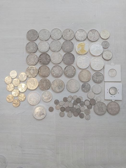Wereld. Lot various silver coins 19th and 20th century (1,03 kilo) gross silver