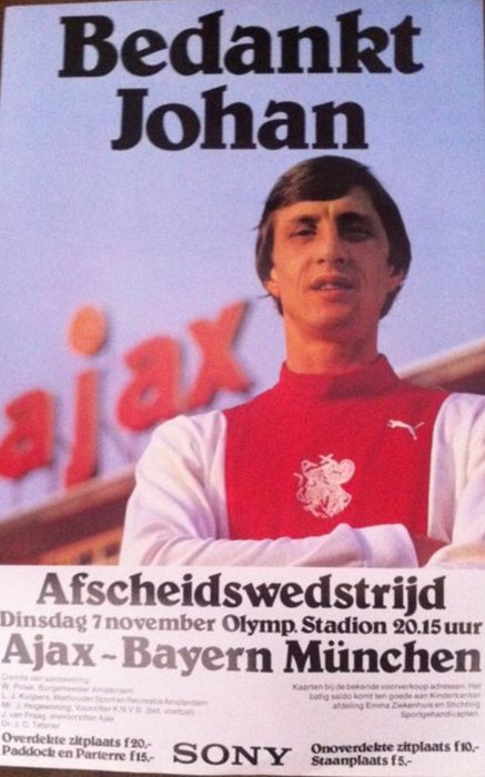 AJAX - Campionato olandese di calcio - Johan Cruijff - 1978 - Poster