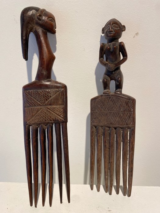 Pettine - Chokwe / Ovimbundu - 24 cm (2) - Legno - Chokwe e Ovimbundu - Congo 