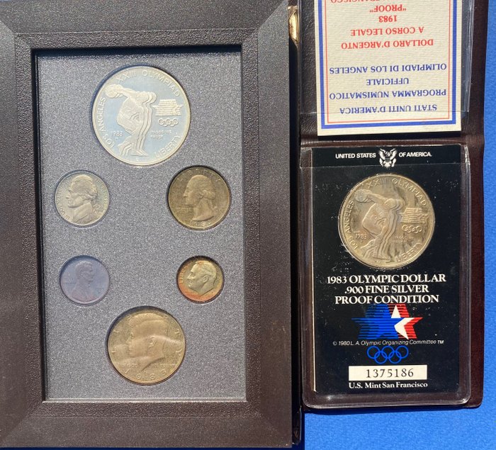 Stati Uniti. Coin Set - 1983 Olimpiade Los Angeles & Dollar 1984 - San Francisco