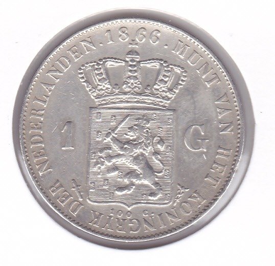 Netherlands. Willem III (1849-1890). 1 Gulden 1866