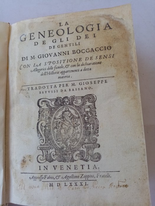 Giouanni Boccaccio - La geneologia de gli dei de gentili - 1581