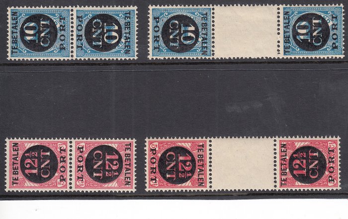 Pays-Bas 1924 - Postage due tête-bêche stamps - NVPH P67a/68b