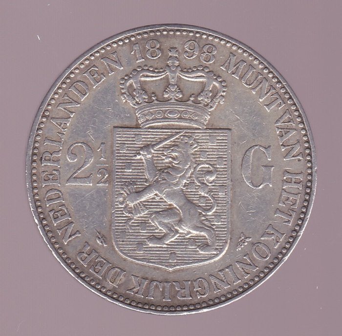 Niederlande. Wilhelmina (1890-1948). 2 1/2 Gulden 1898 Kroningsjaar