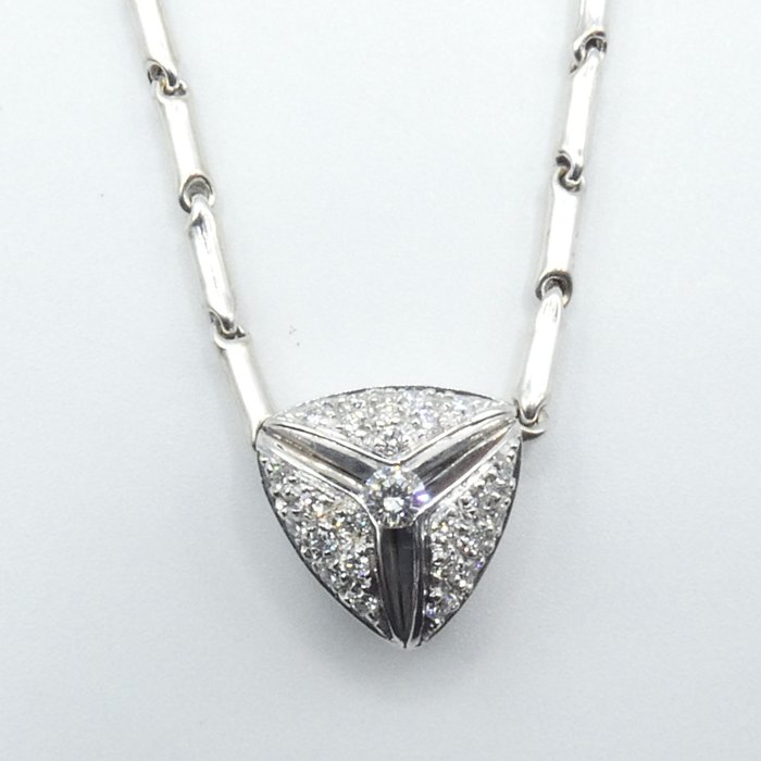 Preview of the first image of Chimento - 18 kt. White gold - Necklace with pendant - 0.10 ct Diamond - Diamonds.