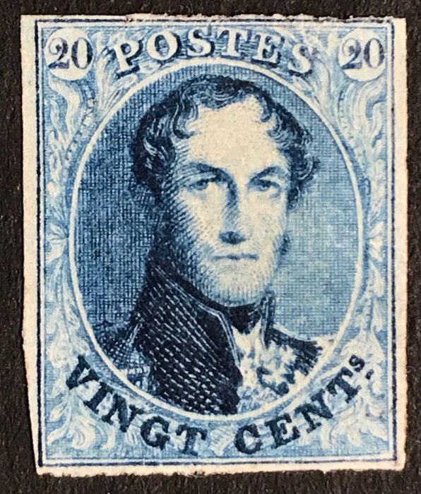 Belgien 1861 - Leopold I Medallion 20 - 20c blue - Thick paper - OBP 11B