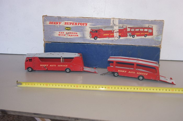 Dinky SuperToys - 1:48 - Car Carrier "Dinky Autoservice" with Trailer no. 983 - In Original First Serie "Two-Models" Picture Box - 1958