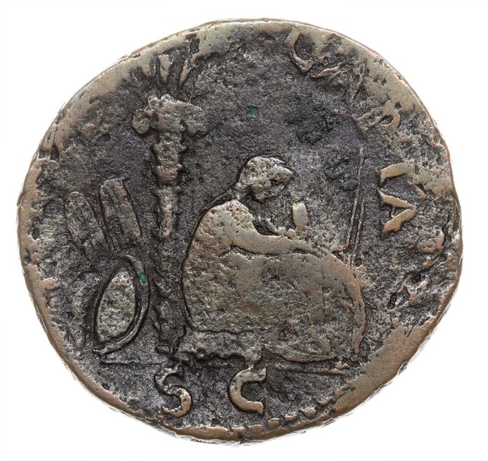 Roman Empire. Vespasian (AD 69-79). Æ As „Judaea Capta”.,  Rome AD 71 / RIC II 305