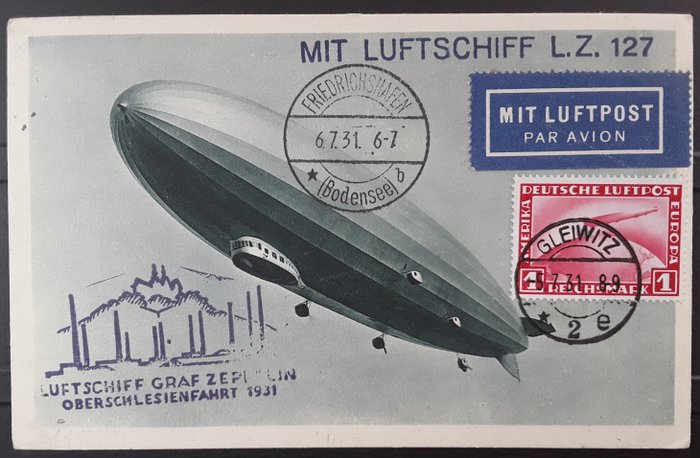 Impero tedesco - Zeppelin Document - Oberschlesienfahrt 1931