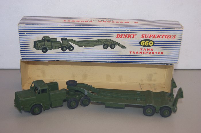 Dinky SuperToys - 1:48 - First Original Issue British Army "Thornycroft Mighty Antar Tank Transporter" no. 660 - In Original First Series  SuperToys-"Picture"- Box- 1955/'56