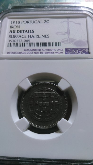 Portugal. República. 2 Centavos 1918 - NGC - AU Details - Escassa