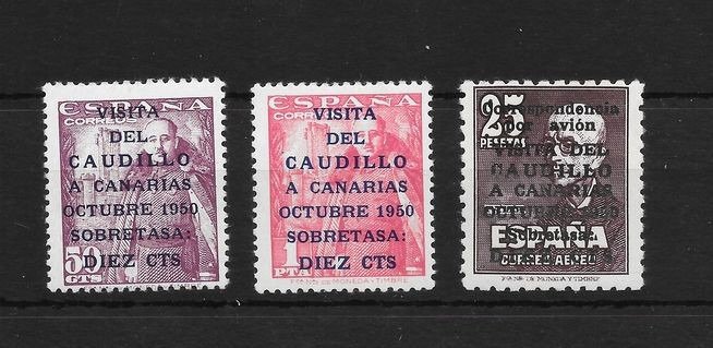 Spanje 1951 - “Visita del Caudillo a Canarias” (Franco’s Visit of the Canary Islands), complete set - Edifil 1088/90