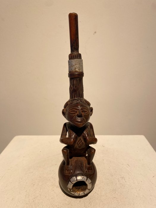 Pipa - Chokwe - 19cm (1) - Legno, Metallo - Chokwe - Congo belga 