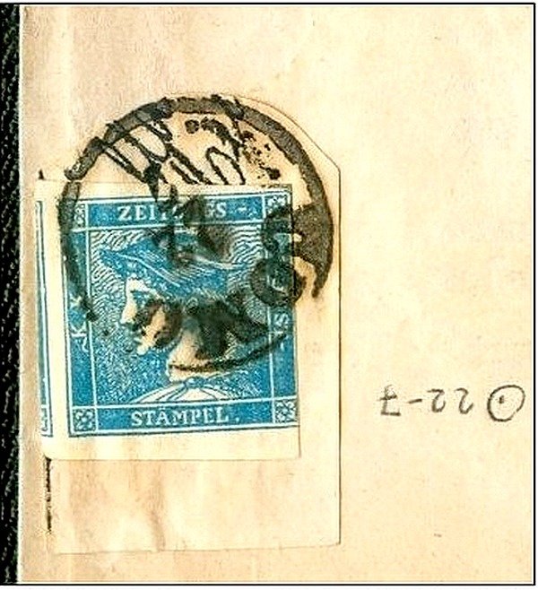 Italian Ancient States - Lombardo Veneto 1855 - Newspaper stamp, head of Mercury 3 c. light blue, 2nd type - Sassone n. 2