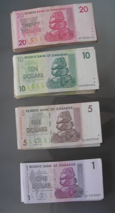 Zimbabwe - 60 x 1, 60 x 5, 60 x 10, 60 x 20 Dollars 2007