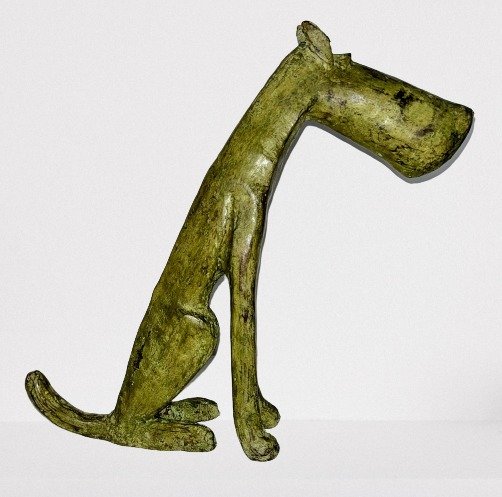 Scultura rappresentante un Cane Volpe - 31 cm - Bronzo africano